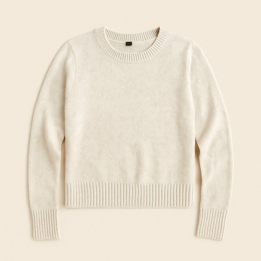 Basic Soft Cream Women's Crew Neck Sweater